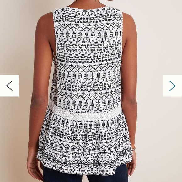 Maeve Cammie peplum top white & black eyelet XS NWT fairy dainty - Picture 2 of 12